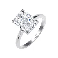 White Gold Plated 925 Sterling Silver Zircon Rectangle Rings main image 6