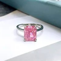 White Gold Plated 925 Sterling Silver Zircon Rectangle Rings main image 7