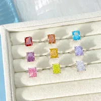 White Gold Plated 925 Sterling Silver Zircon Rectangle Rings main image 1