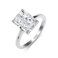 White Gold Plated 925 Sterling Silver Zircon Rectangle Rings sku image 2