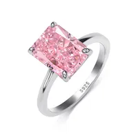 White Gold Plated 925 Sterling Silver Zircon Rectangle Rings sku image 8