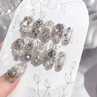 Wearing Nail Finished Nail Art 24 Pieces Boxed Fake Nails Wholesale Shining Gem Bride Nail Art Patch U36 main image 4