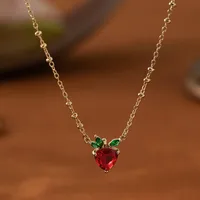 Copper Gold Plated Inlay Strawberry Zircon Pendant Necklace main image 1