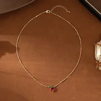 Copper Gold Plated Inlay Strawberry Zircon Pendant Necklace main image 3