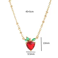Copper Gold Plated Inlay Strawberry Zircon Pendant Necklace sku image 1