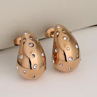1 Pair Luxurious Vacation Commute Water Droplets 304 Stainless Steel Rhinestones 18K Gold Plated Ear Studs main image 3