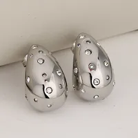 1 Pair Luxurious Vacation Commute Water Droplets 304 Stainless Steel Rhinestones 18K Gold Plated Ear Studs main image 4