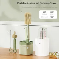 Straight Handle Silicone Bottle Brush Multifunctional Portable Pacifier Brush Baby Washing Bottle Water Cup Container Cleaning Cup Brush Suit main image 2