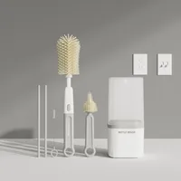 Straight Handle Silicone Bottle Brush Multifunctional Portable Pacifier Brush Baby Washing Bottle Water Cup Container Cleaning Cup Brush Suit main image 3