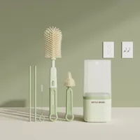 Straight Handle Silicone Bottle Brush Multifunctional Portable Pacifier Brush Baby Washing Bottle Water Cup Container Cleaning Cup Brush Suit sku image 2