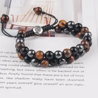 Europe And The United States  Hot Sale Natural Tiger Eye Agate Stone Bracelet Men's Woven Adjustable Black Magnet Hematite Bracelet main image 3