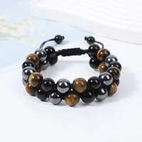Europe And The United States  Hot Sale Natural Tiger Eye Agate Stone Bracelet Men's Woven Adjustable Black Magnet Hematite Bracelet sku image 1