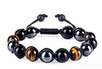 Europe And The United States  Hot Sale Natural Tiger Eye Agate Stone Bracelet Men's Woven Adjustable Black Magnet Hematite Bracelet sku image 2
