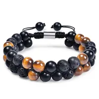 Europe And The United States  Hot Sale Natural Tiger Eye Agate Stone Bracelet Men's Woven Adjustable Black Magnet Hematite Bracelet sku image 10