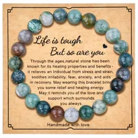 8mm Natural Stone Bracelet With Card  Explosions Tourmaline Bracelet For Men And Women Friendship Bracelet Holiday Gift sku image 4