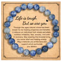 8mm Natural Stone Bracelet With Card  Explosions Tourmaline Bracelet For Men And Women Friendship Bracelet Holiday Gift sku image 5