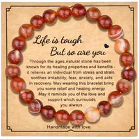 8mm Natural Stone Bracelet With Card  Explosions Tourmaline Bracelet For Men And Women Friendship Bracelet Holiday Gift sku image 17