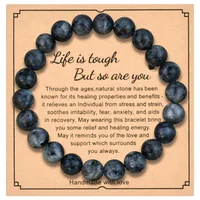8mm Natural Stone Bracelet With Card  Explosions Tourmaline Bracelet For Men And Women Friendship Bracelet Holiday Gift sku image 7