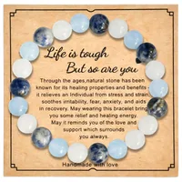 8mm Natural Stone Bracelet With Card  Explosions Tourmaline Bracelet For Men And Women Friendship Bracelet Holiday Gift sku image 11