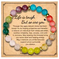 8mm Natural Stone Bracelet With Card  Explosions Tourmaline Bracelet For Men And Women Friendship Bracelet Holiday Gift sku image 14