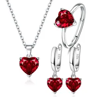 New Love Suit Earrings Female Personality Creative Zircon Heart-shaped Pendant Chain Three Pieces Suit main image 1