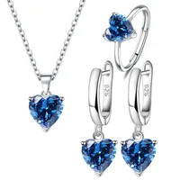 New Love Suit Earrings Female Personality Creative Zircon Heart-shaped Pendant Chain Three Pieces Suit main image 2