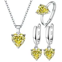 New Love Suit Earrings Female Personality Creative Zircon Heart-shaped Pendant Chain Three Pieces Suit main image 3