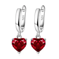 New Love Suit Earrings Female Personality Creative Zircon Heart-shaped Pendant Chain Three Pieces Suit sku image 6