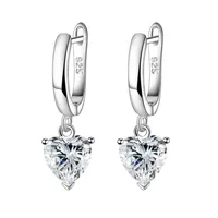 New Love Suit Earrings Female Personality Creative Zircon Heart-shaped Pendant Chain Three Pieces Suit sku image 7