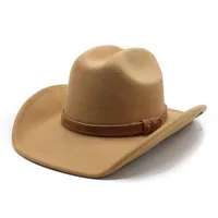 American Western Big Denim Top Hat Woolen Tibetan Cowboy Hat Women's Big Brim Tibetan Horse Riding Hat Men sku image 3