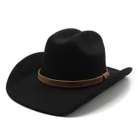 American Western Big Denim Top Hat Woolen Tibetan Cowboy Hat Women's Big Brim Tibetan Horse Riding Hat Men sku image 1