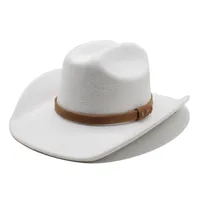 American Western Big Denim Top Hat Woolen Tibetan Cowboy Hat Women's Big Brim Tibetan Horse Riding Hat Men sku image 6