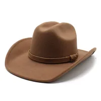 American Western Big Denim Top Hat Woolen Tibetan Cowboy Hat Women's Big Brim Tibetan Horse Riding Hat Men sku image 5