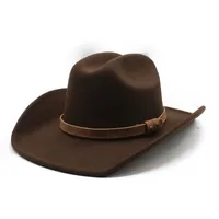 American Western Big Denim Top Hat Woolen Tibetan Cowboy Hat Women's Big Brim Tibetan Horse Riding Hat Men sku image 2