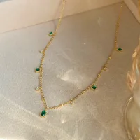 Exquisite Retro Emerald Neck Simple Elegant S925 Sterling Silver Gold Plated Clavicle Chain Niche Design Necklace For Women main image 1