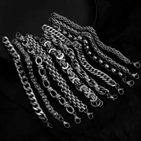 Street Hipster Domineering Punk Hip-hop Bracelet Titanium Steel Men's Raw Retro Stainless Steel Thick Chain Bracelet Wholesale main image 2