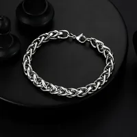 Street Hipster Domineering Punk Hip-hop Bracelet Titanium Steel Men's Raw Retro Stainless Steel Thick Chain Bracelet Wholesale sku image 8