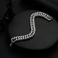 Street Hipster Domineering Punk Hip-hop Bracelet Titanium Steel Men's Raw Retro Stainless Steel Thick Chain Bracelet Wholesale sku image 7