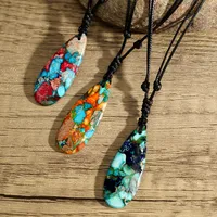 Retro Simple Style Geometric Semi-precious Stone Polyester Wholesale Pendant Necklace main image 1