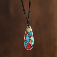 Retro Simple Style Geometric Semi-precious Stone Polyester Wholesale Pendant Necklace main image 2
