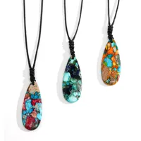 Retro Simple Style Geometric Semi-precious Stone Polyester Wholesale Pendant Necklace main image 5