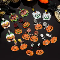 1 Pair Casual Simple Style Streetwear Geometric Pumpkin Enamel Alloy Drop Earrings main image 1