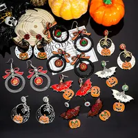 1 Pair Casual Simple Style Streetwear Geometric Pumpkin Enamel Alloy Drop Earrings main image 4