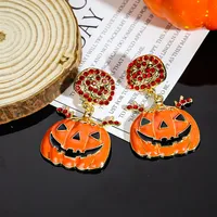 1 Pair Casual Simple Style Streetwear Geometric Pumpkin Enamel Alloy Drop Earrings sku image 1