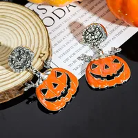 1 Pair Casual Simple Style Streetwear Geometric Pumpkin Enamel Alloy Drop Earrings sku image 2