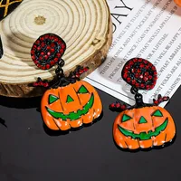 1 Pair Casual Simple Style Streetwear Geometric Pumpkin Enamel Alloy Drop Earrings sku image 3