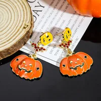 1 Pair Casual Simple Style Streetwear Geometric Pumpkin Enamel Alloy Drop Earrings sku image 4