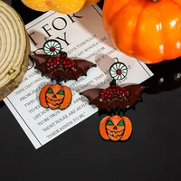 1 Pair Casual Simple Style Streetwear Geometric Pumpkin Enamel Alloy Drop Earrings sku image 9