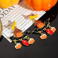 1 Pair Casual Simple Style Streetwear Geometric Pumpkin Enamel Alloy Drop Earrings sku image 13