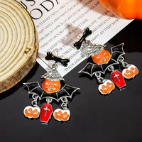 1 Pair Casual Simple Style Streetwear Geometric Pumpkin Enamel Alloy Drop Earrings sku image 14